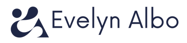 Logo azul de Evelyn Albo, especialista en terapia para el dolor crónico @evelyn.freepain